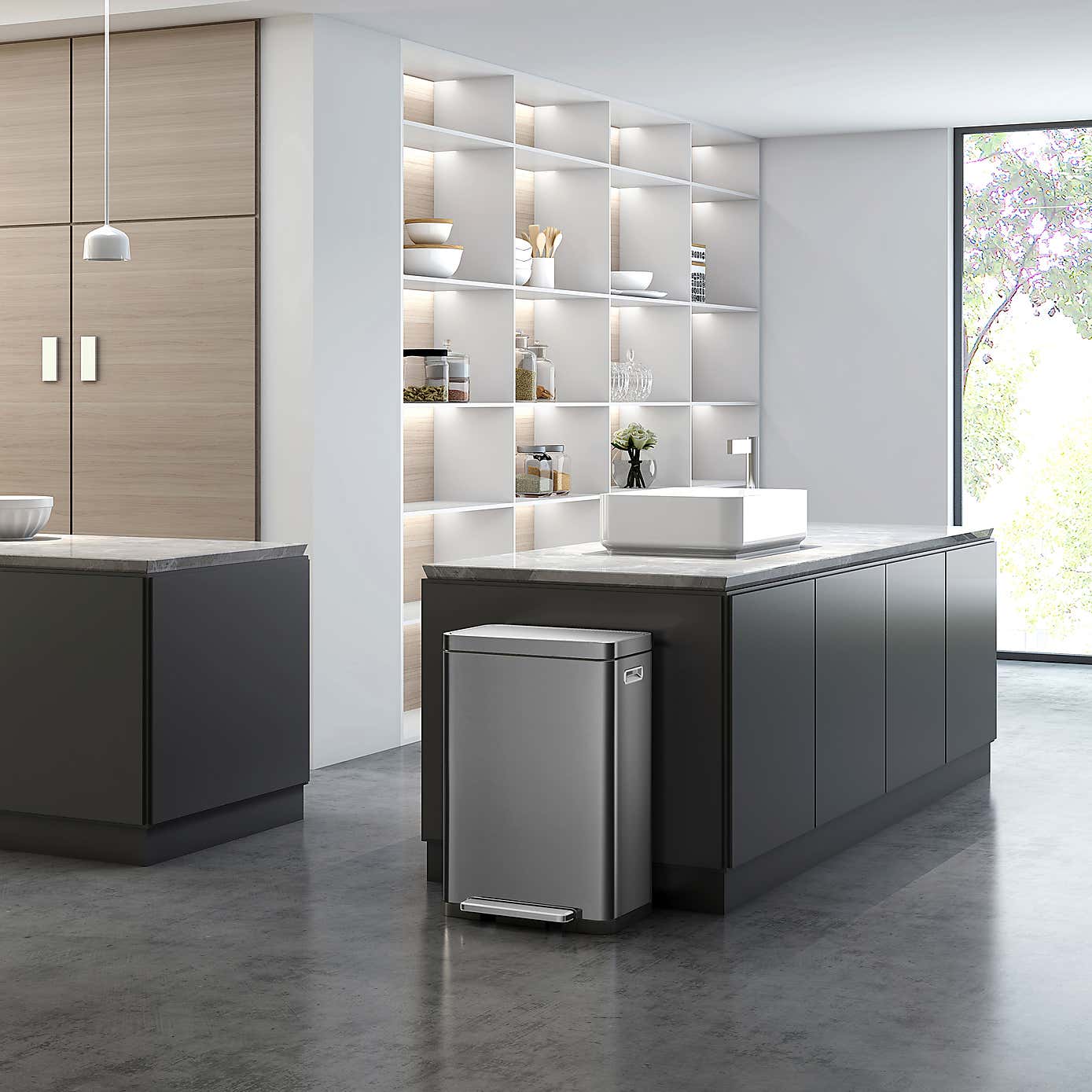 EKO X Cube 45L Titanium Grey Steel Pedal Bin