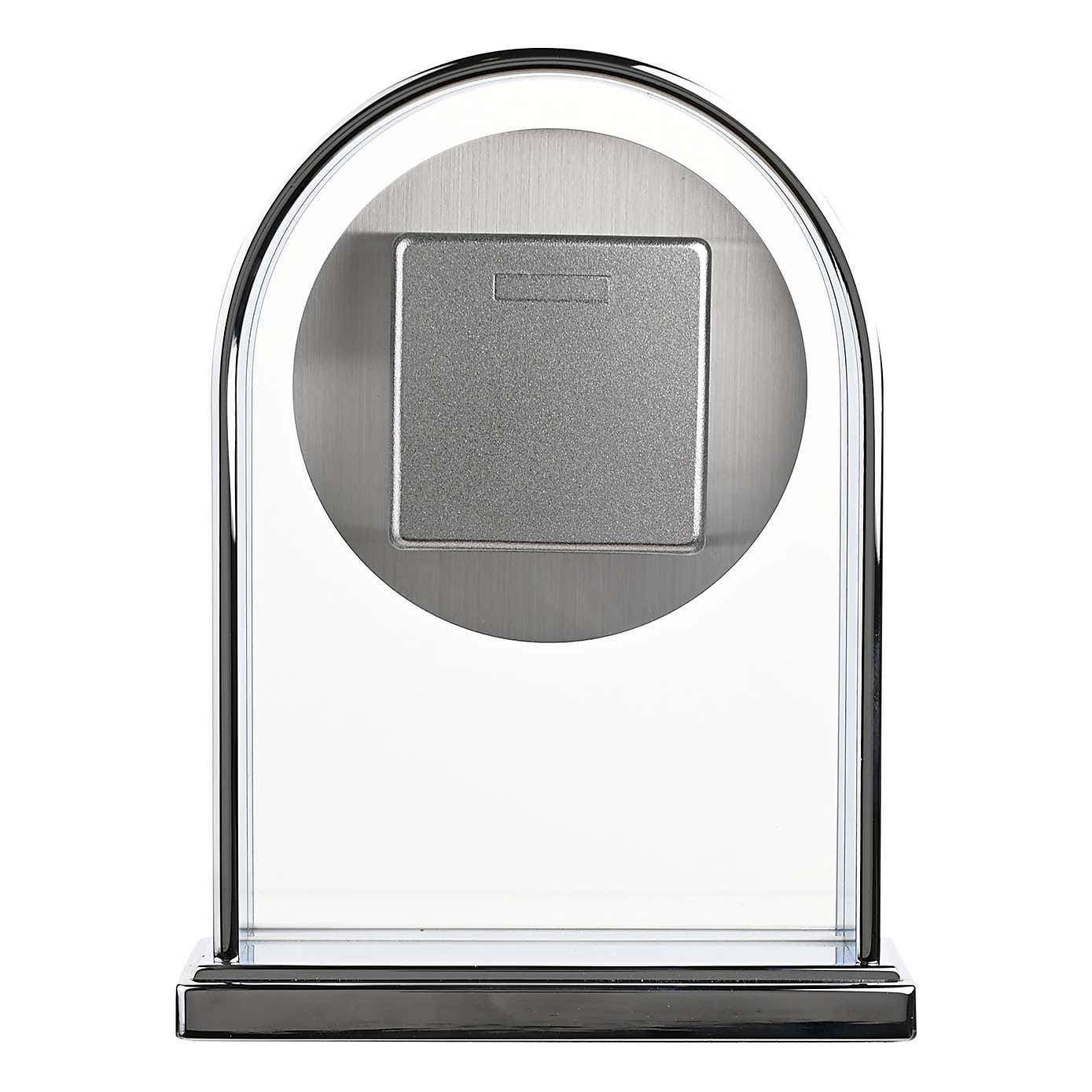 Widdop Chrome & Wood Veneer Mantel Clock