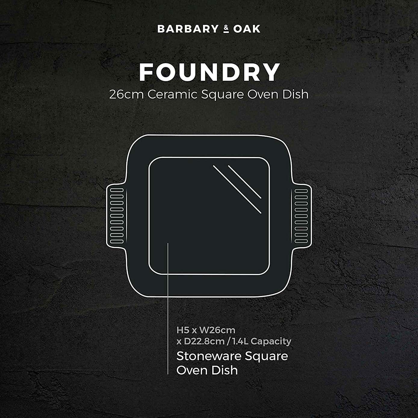 Barbary & Oak Ceramic 26cm Square Oven Dish