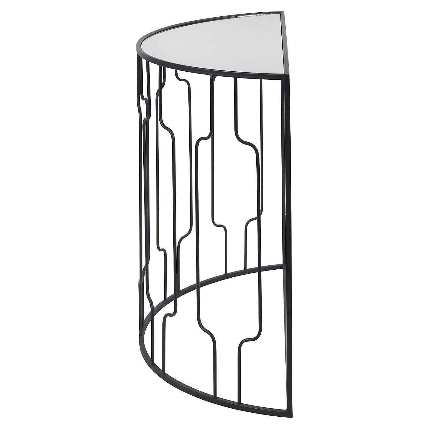 Caprisse Mirrored Glass Half Moon Console Table