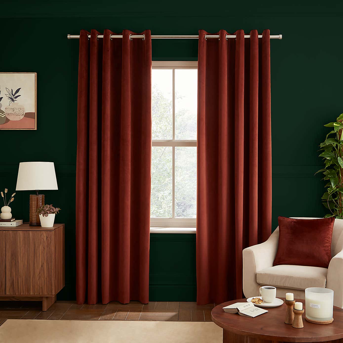 Recycled Velour Eyelet Curtains