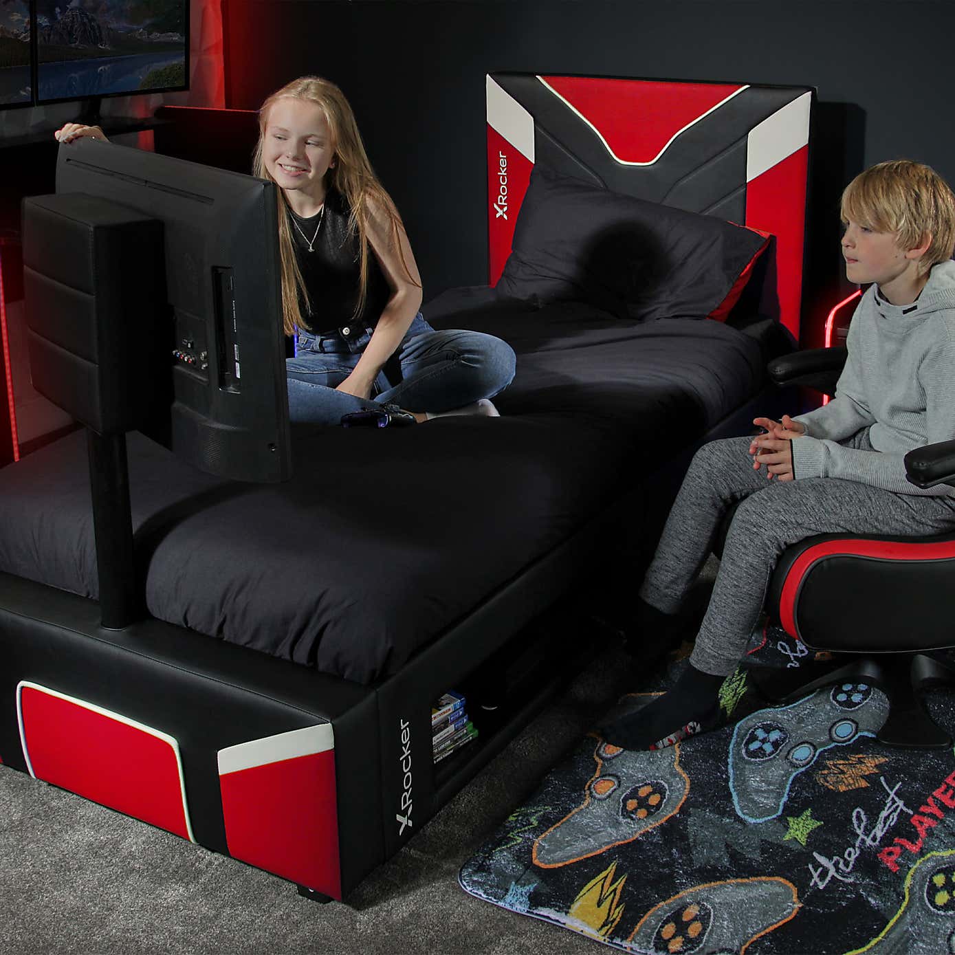 X Rocker Cerberus Twist TV Single Gaming Bed