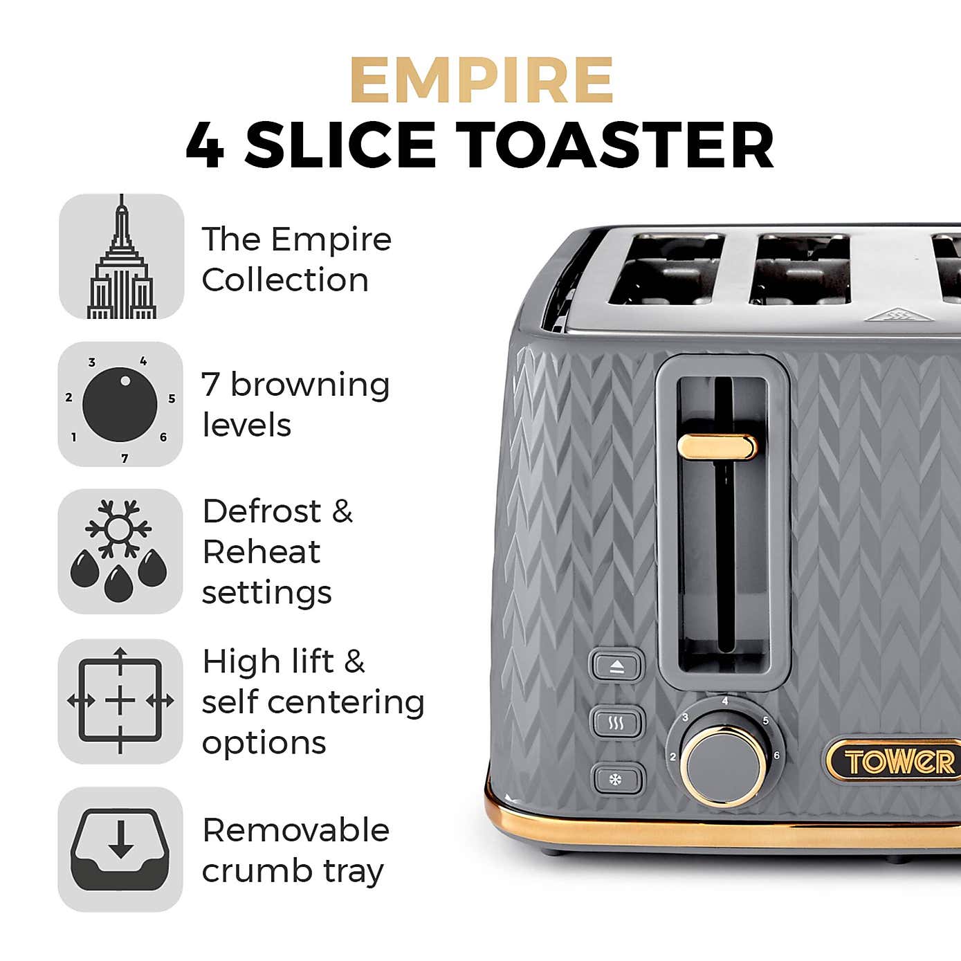 TOWER Empire 4 Slice Toaster