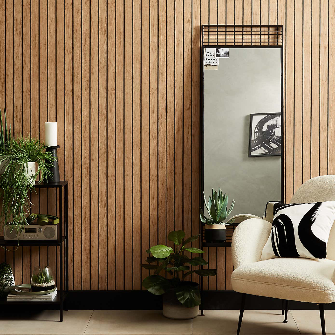 Wooden Slat Panel Wallpaper