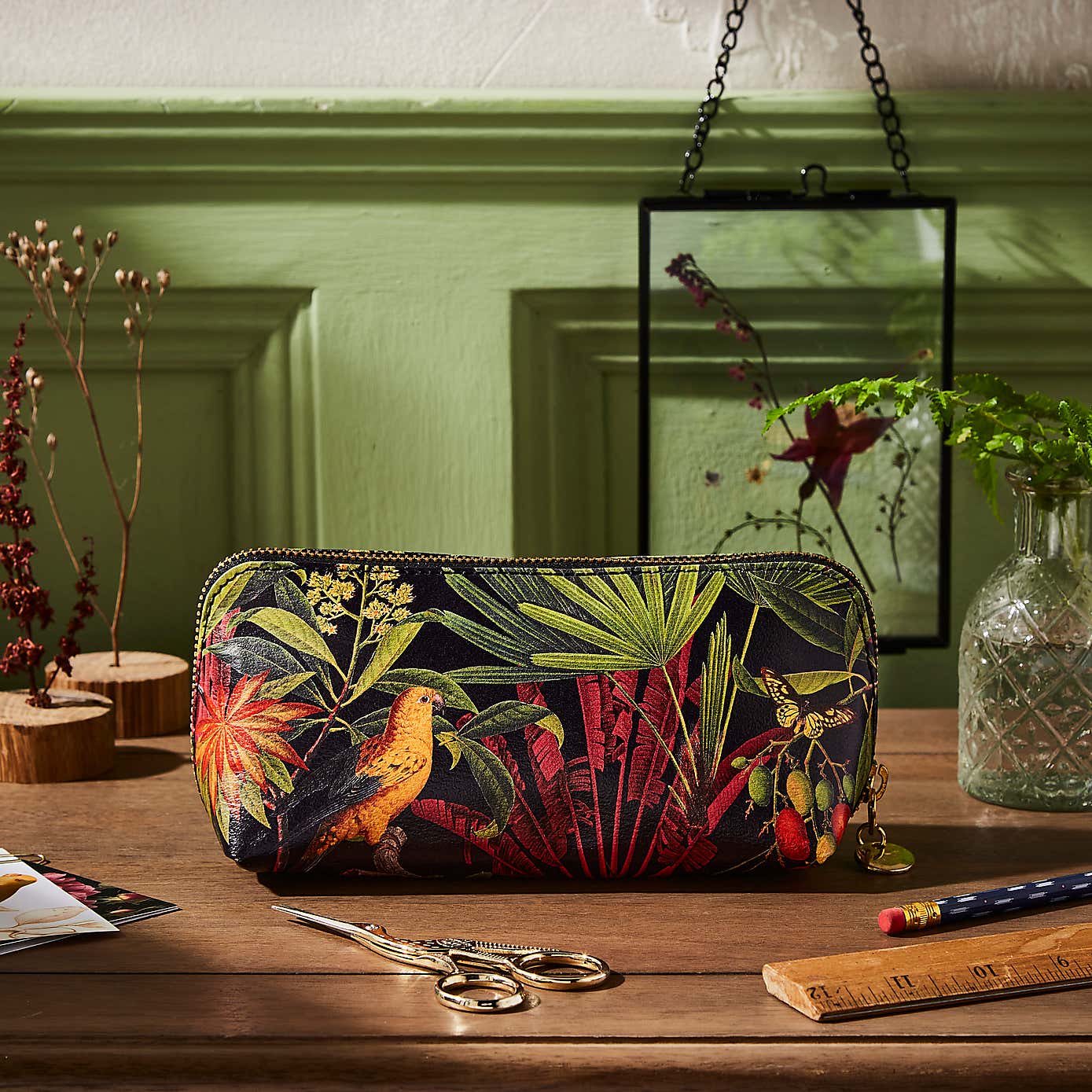 Recycled Leather Tropical Treasures Pencil Case