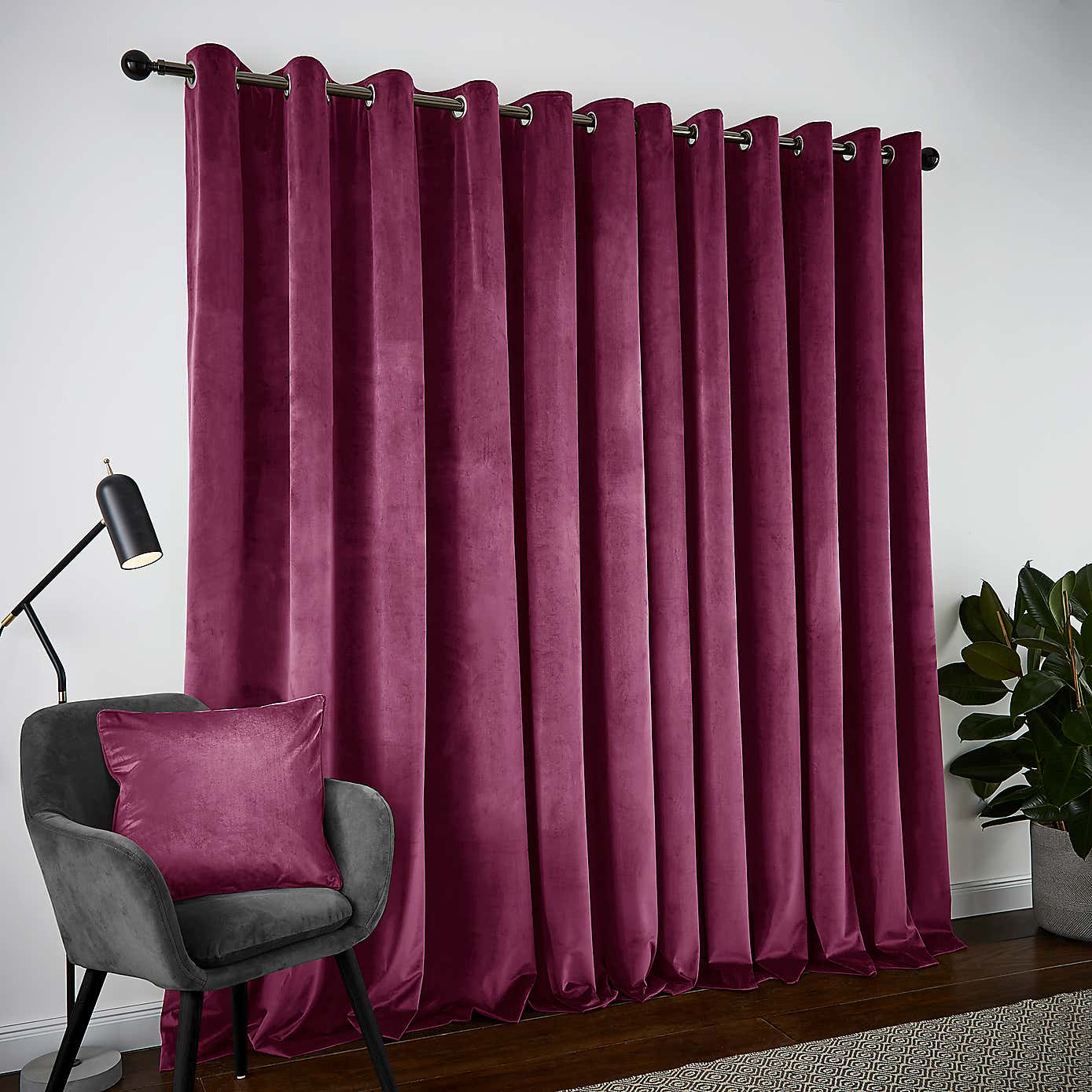 Recycled Velour Eyelet Curtains