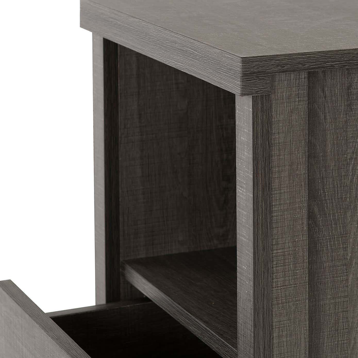 Lennon 2 Drawer & 1 Shelf Bedside Table, Black