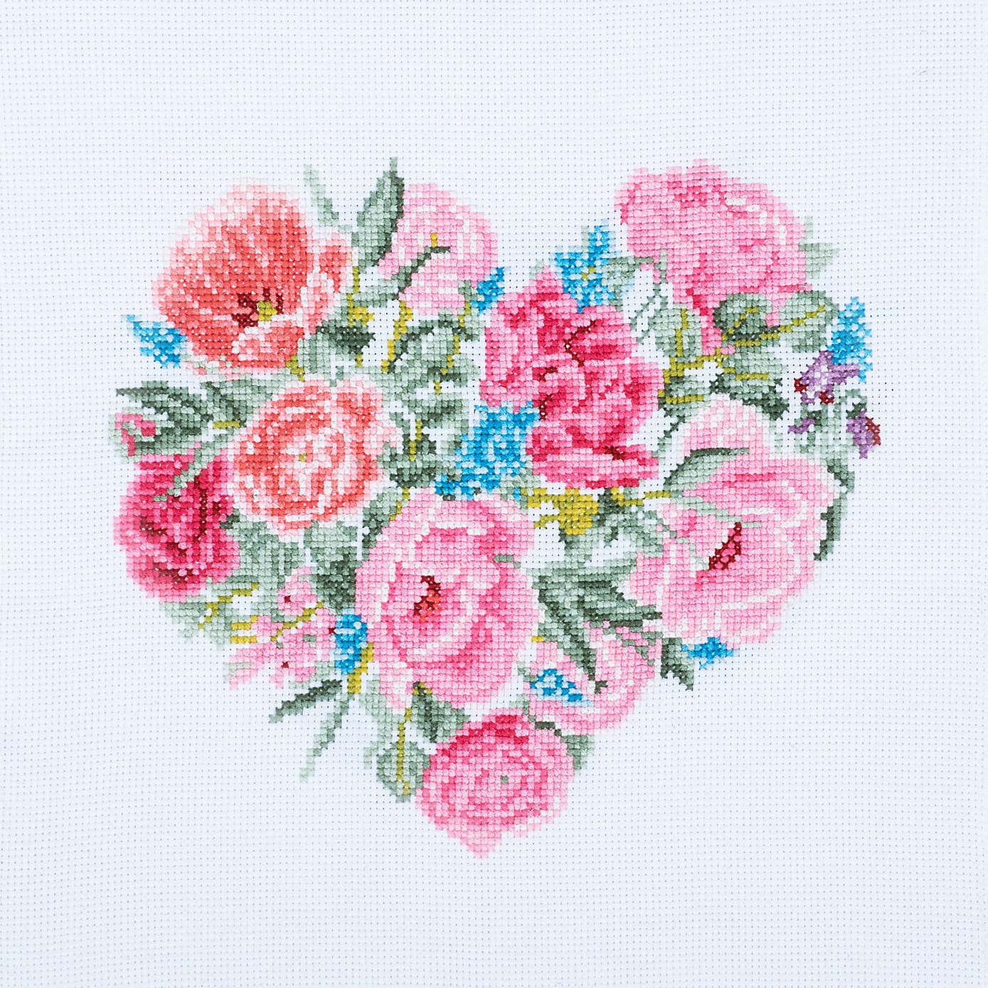 Cross Stitch Large Floral Heart
