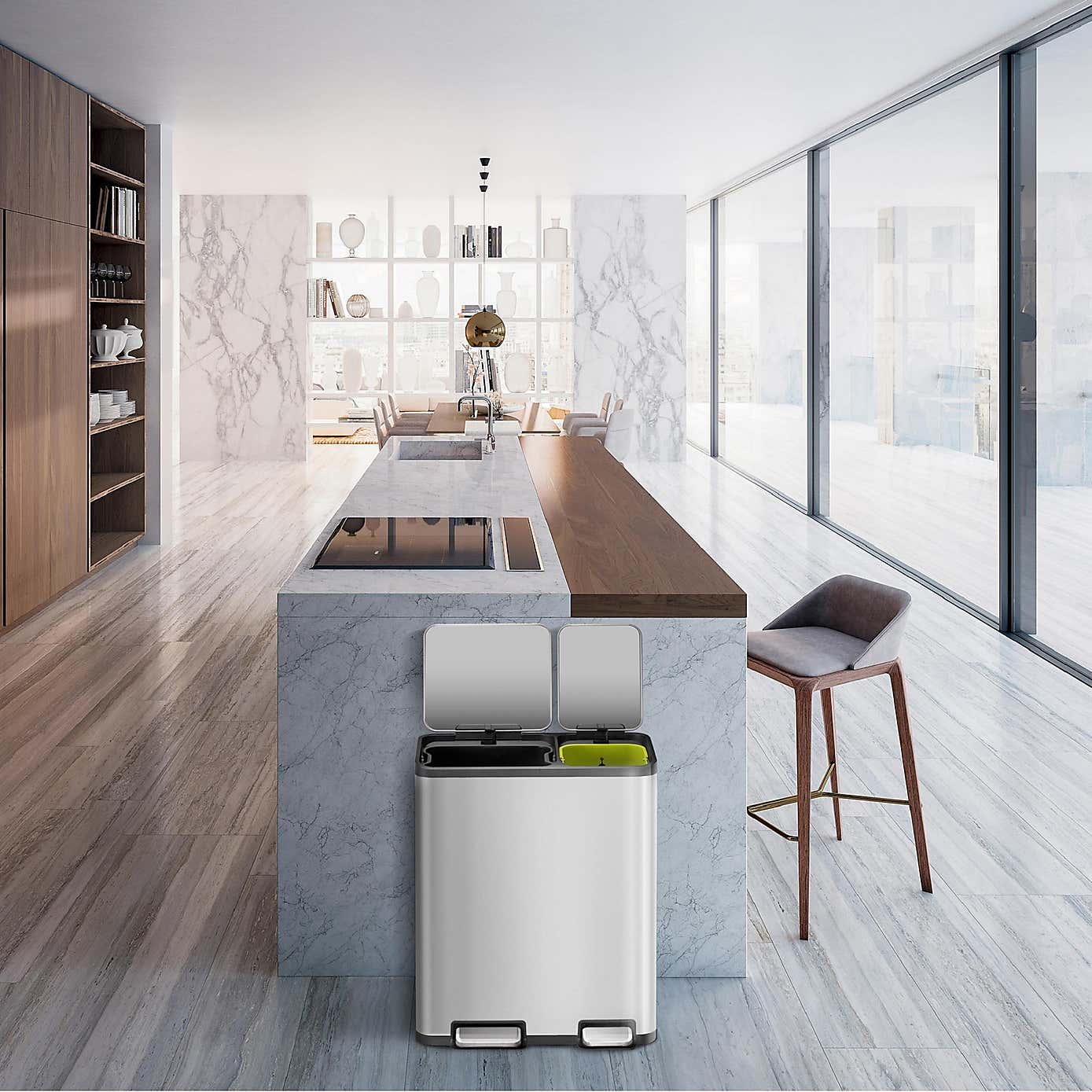 EKO Ecocasa II 30/20L Stainless Steel Recycling Bin