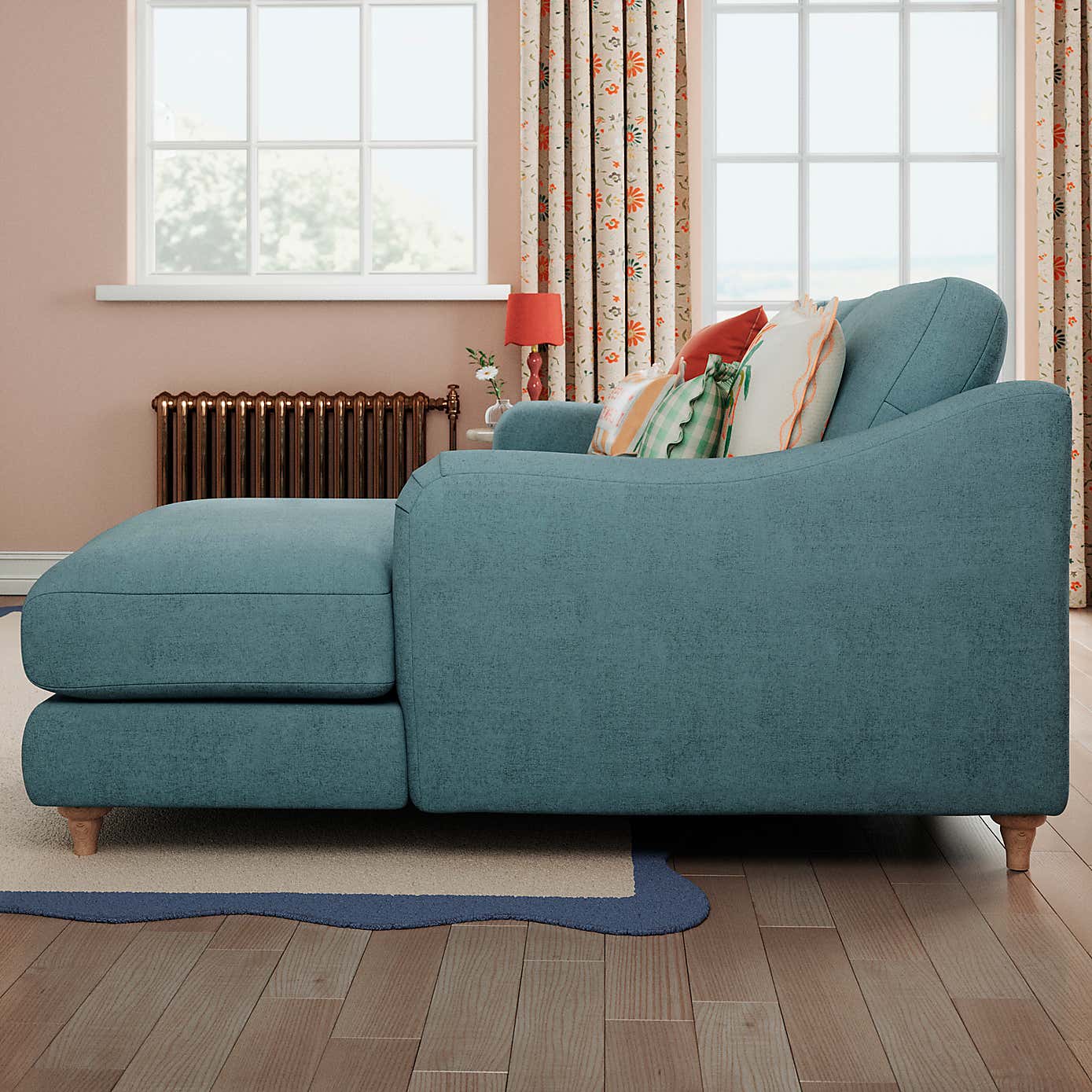 Hattie Tonal Plush Chenille Corner Chaise Sofa