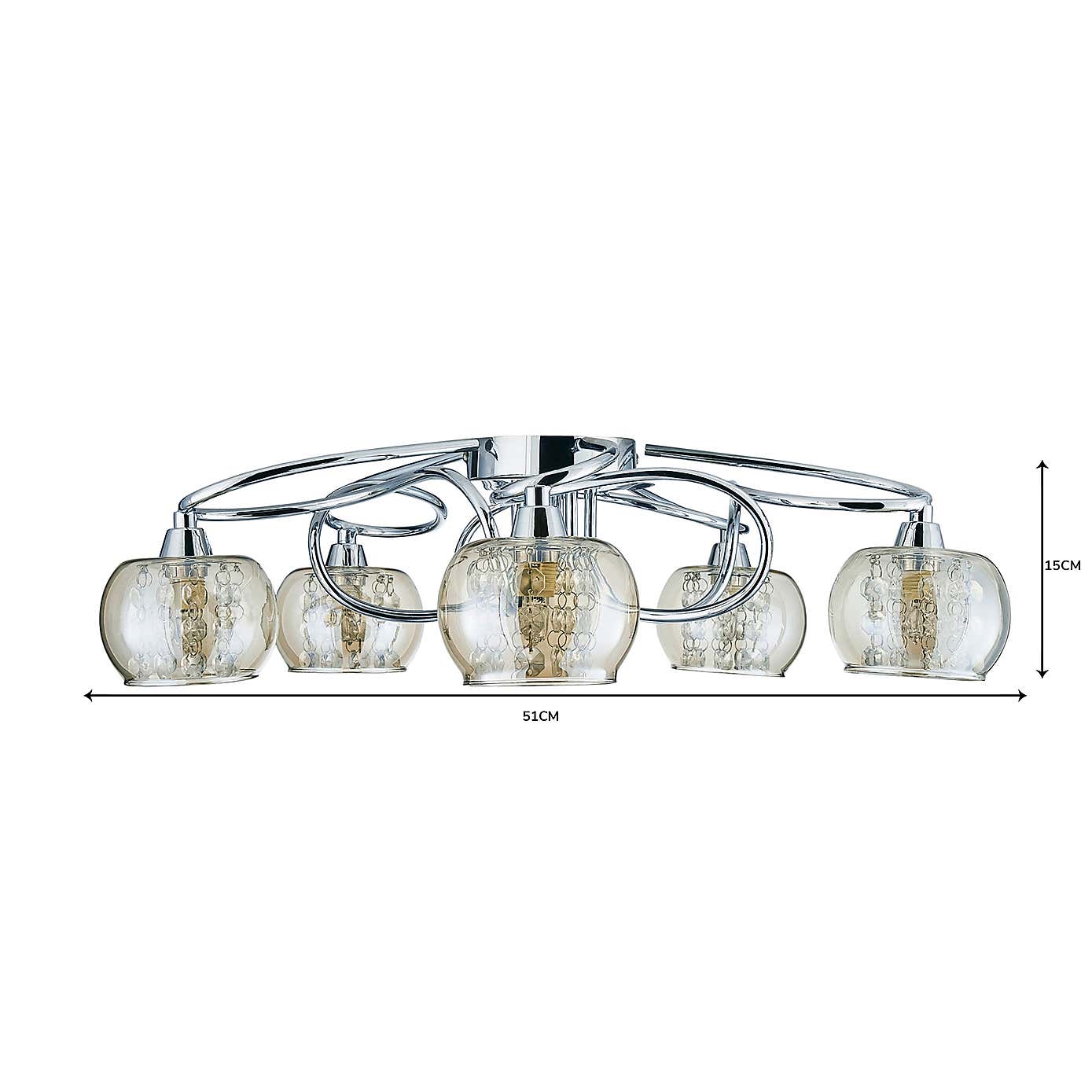 Seychelles 5 Light Flush Ceiling Fitting