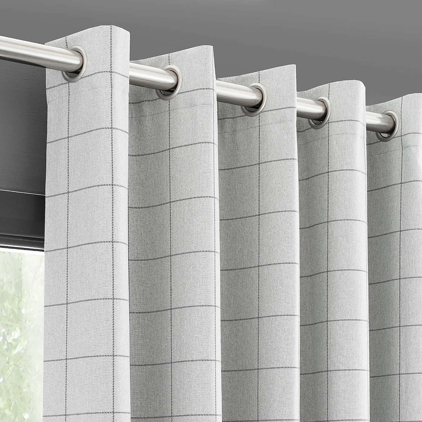 Luna Brushed Check Blackout Eyelet Curtains