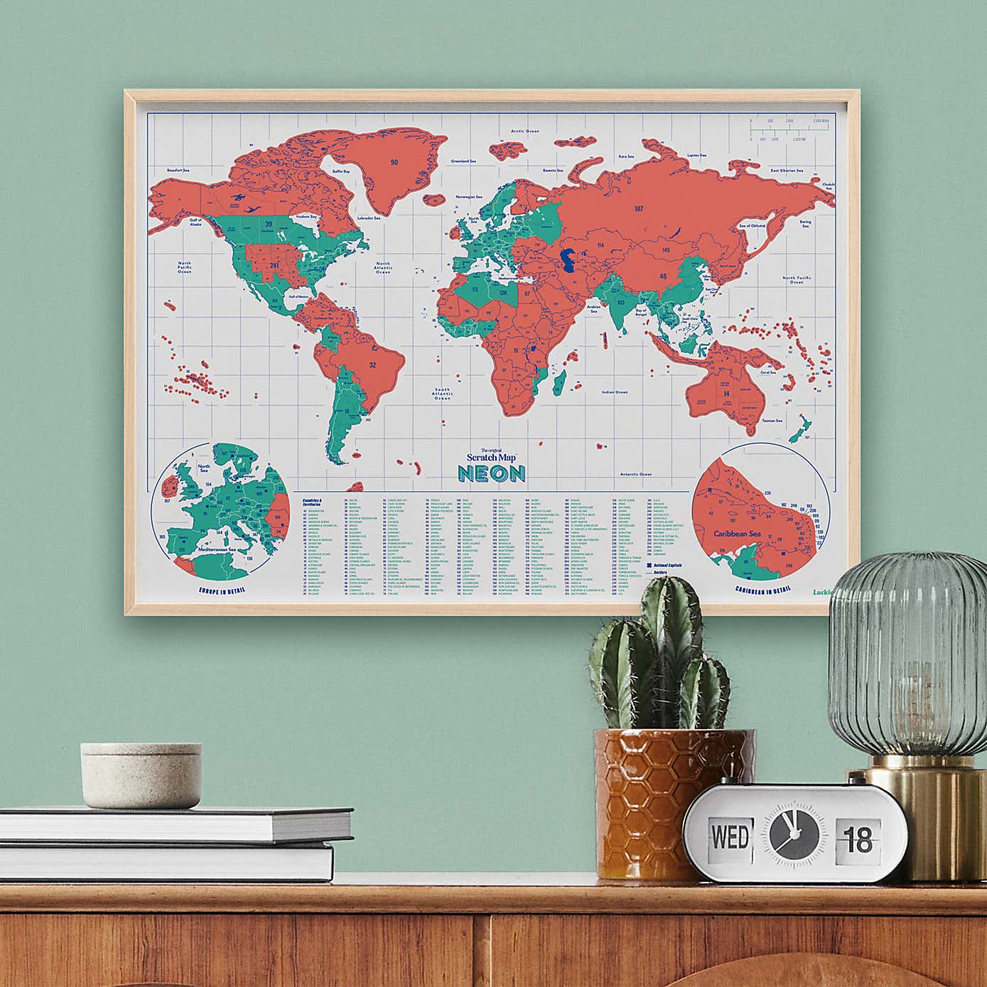 Luckies Coral Neon A3 Scratch Map