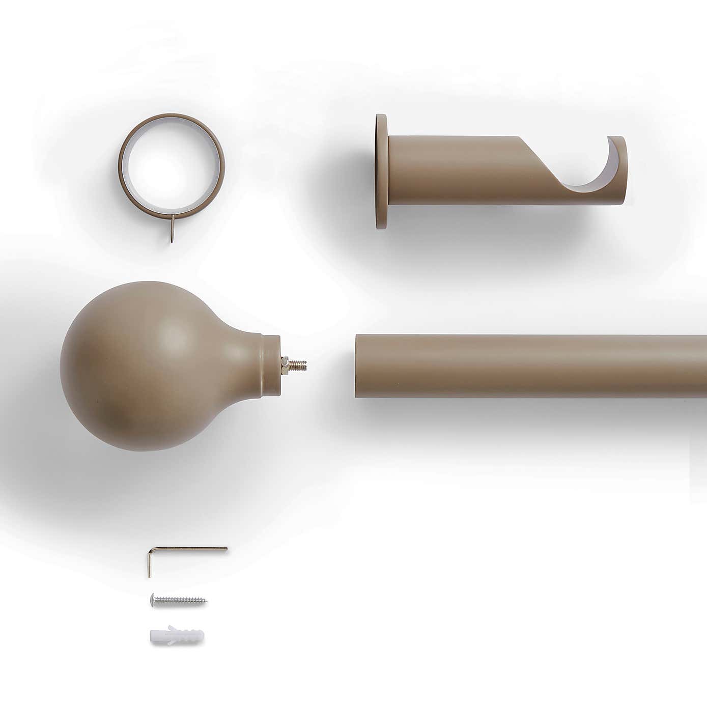 Contemporary Ball Fixed Metal Curtain Pole with Rings