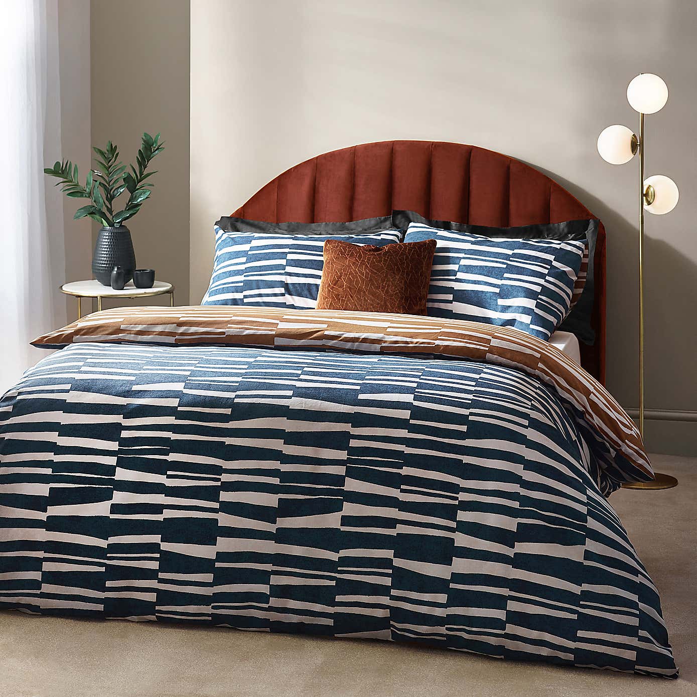 Hoem Piper Cotton Rich Dusk Duvet Cover & Pillowcase Set