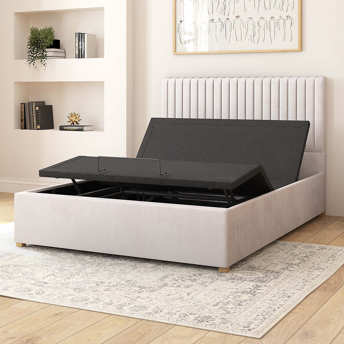 Grant Plush Velvet Adjustable Bed
