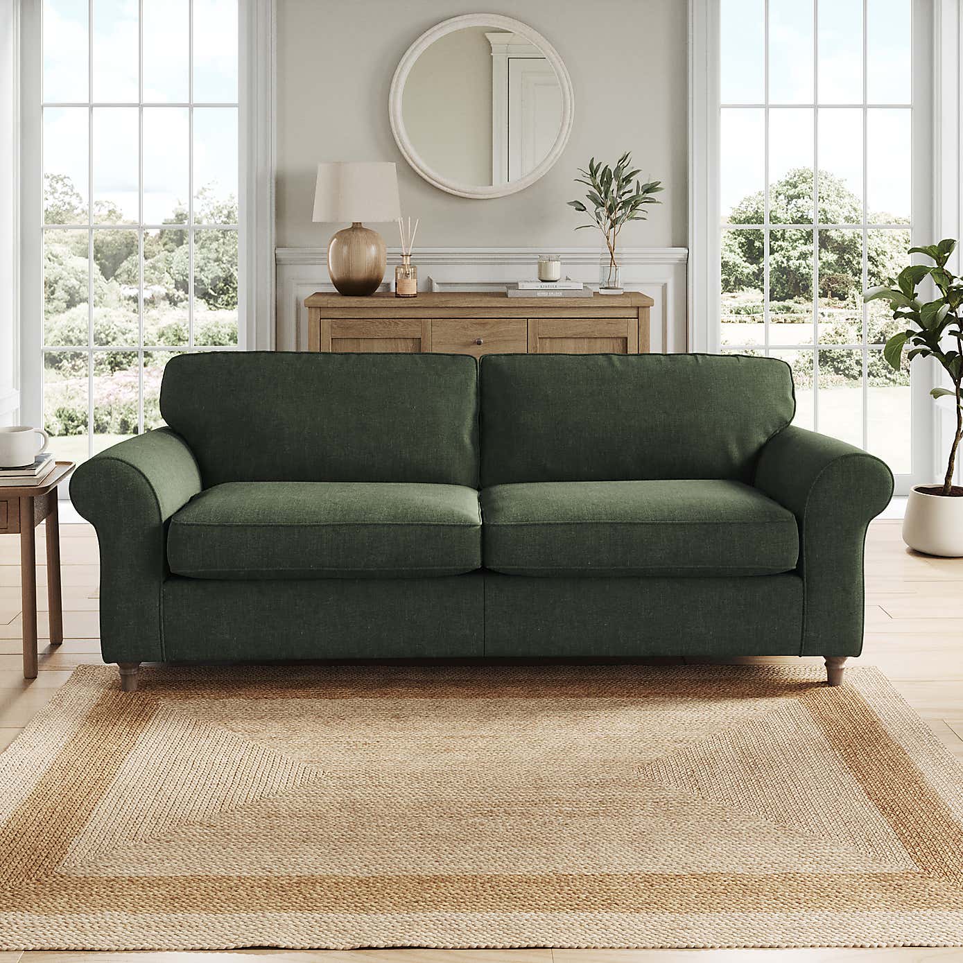 Flori 4 Seater Sofa, Tonal Plush Chenille