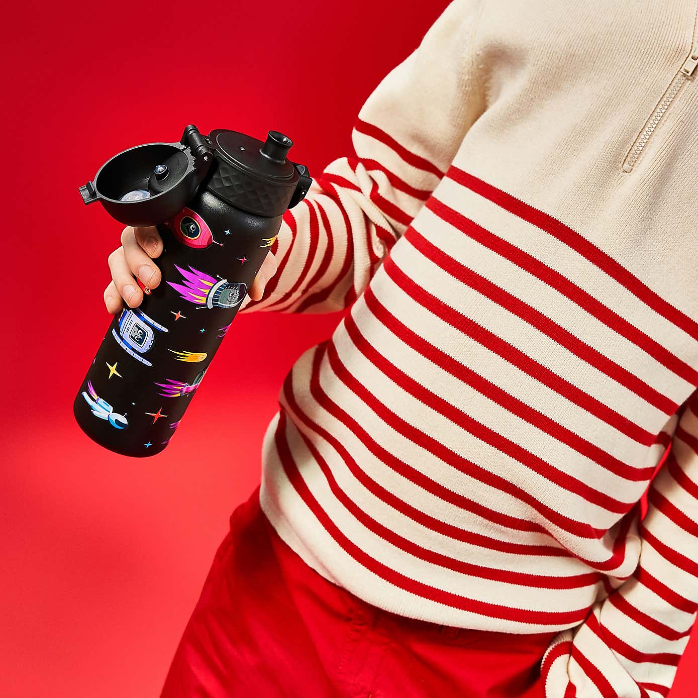 Ion8 Spaceship Leak Proof Kids Stainless Steel Water Bottle, 400ml