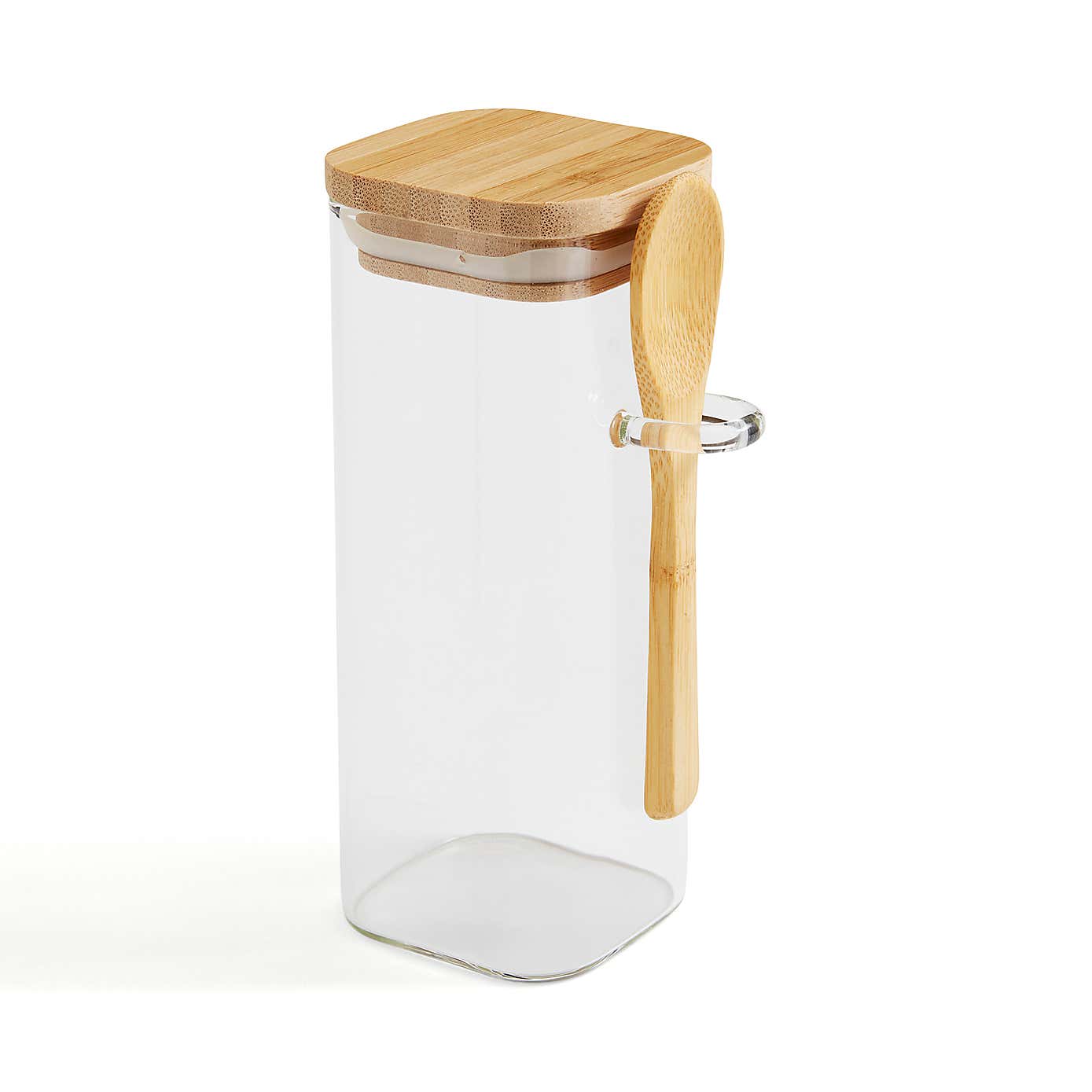 Glass Square Jar with Spoon