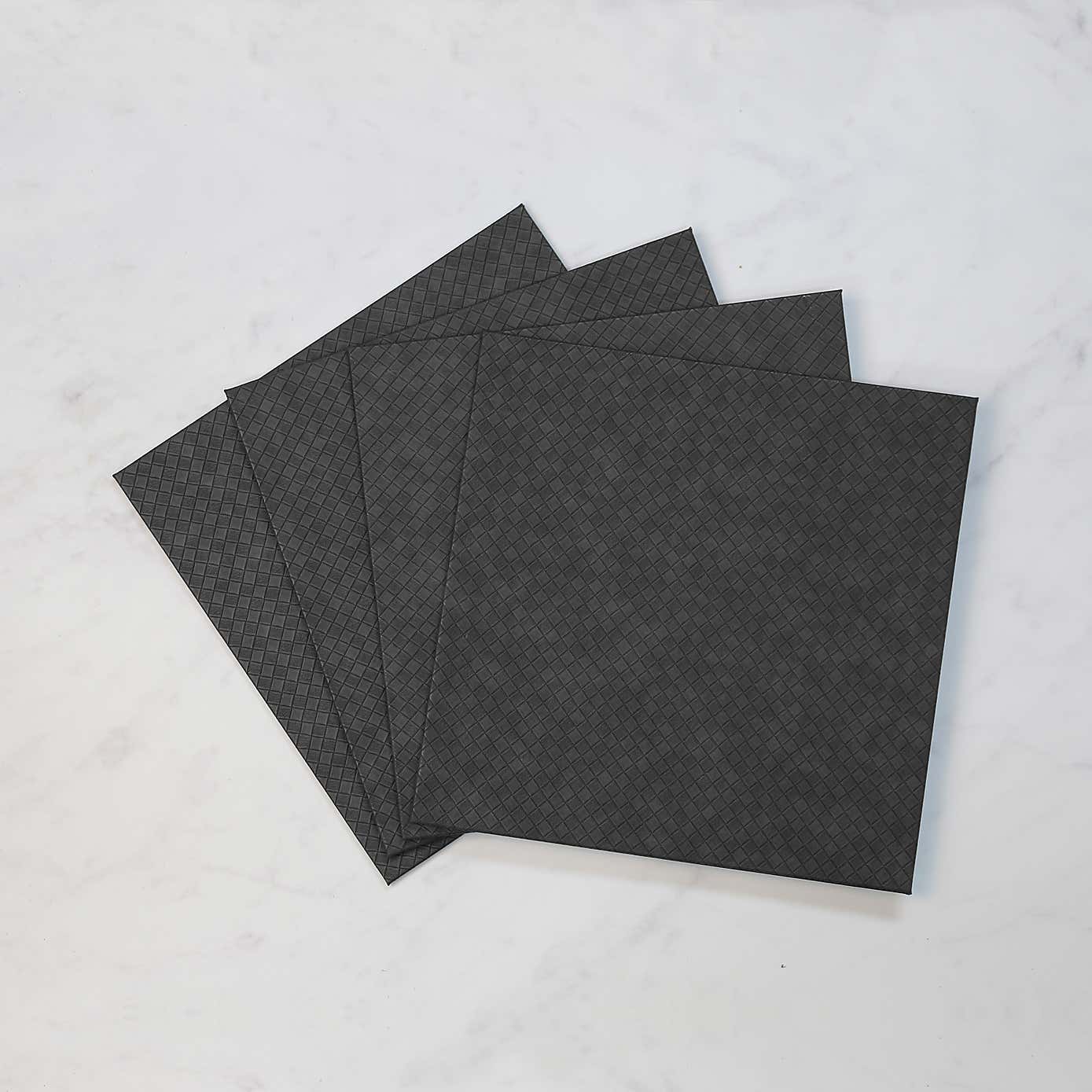 Set of 4 Grey Weave Faux Leather Placemats