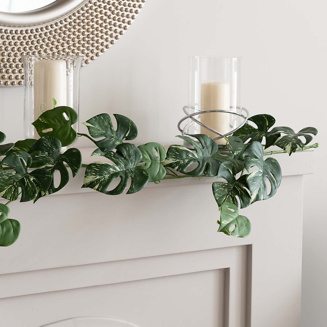 Artificial Variegated Monstera Garland