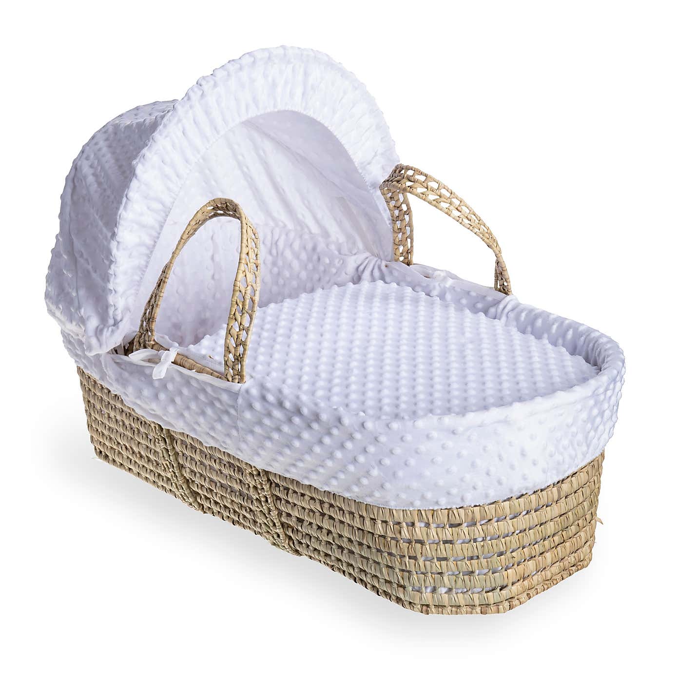 Clair de Lune Dimple Palm Moses Basket with Natural Folding Stand