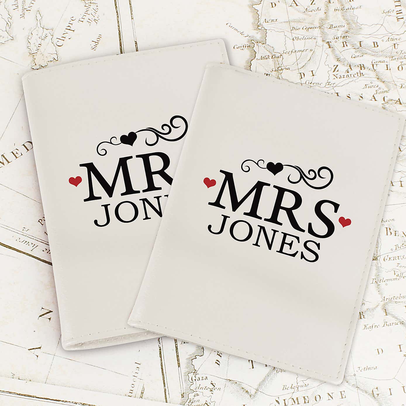 Personalised Mr and Mrs Cream Leather Passport Holders