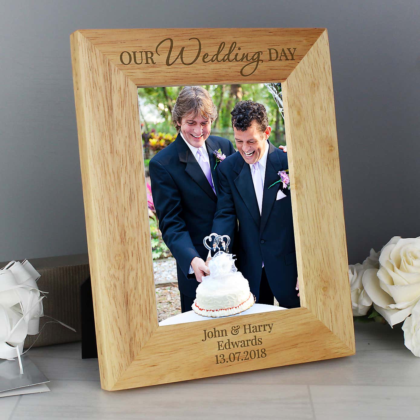 Personalised Our Wedding Day Wooden Photo Frame