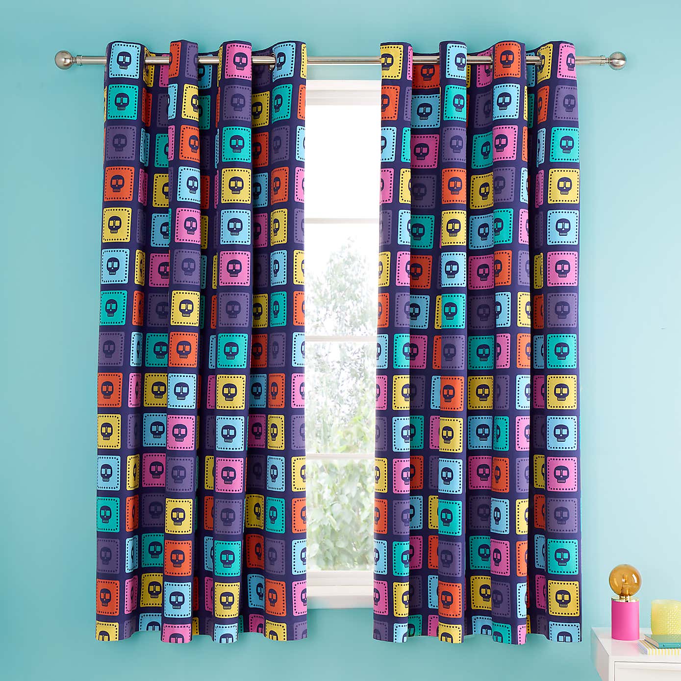 Catherine Lansfield Sugar Skull Fiesta Eyelet Curtains