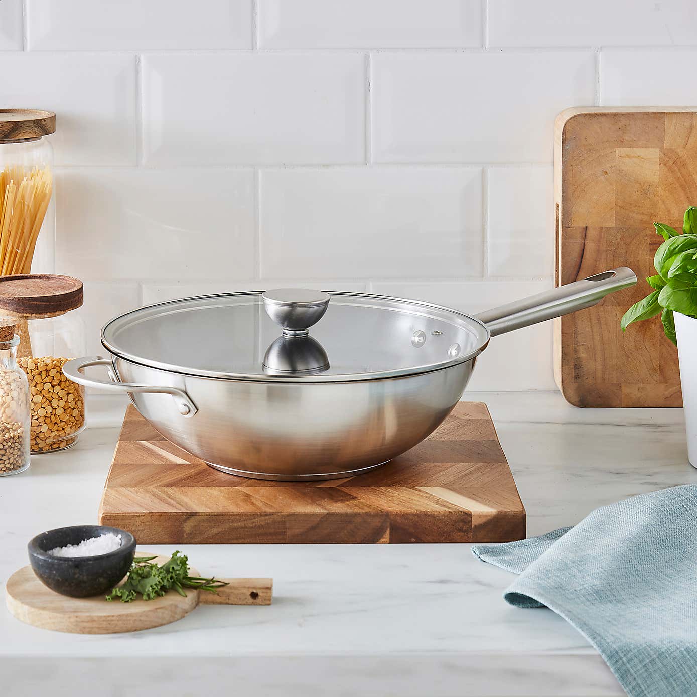 Recycled Stainless Steel Wok, 28cm