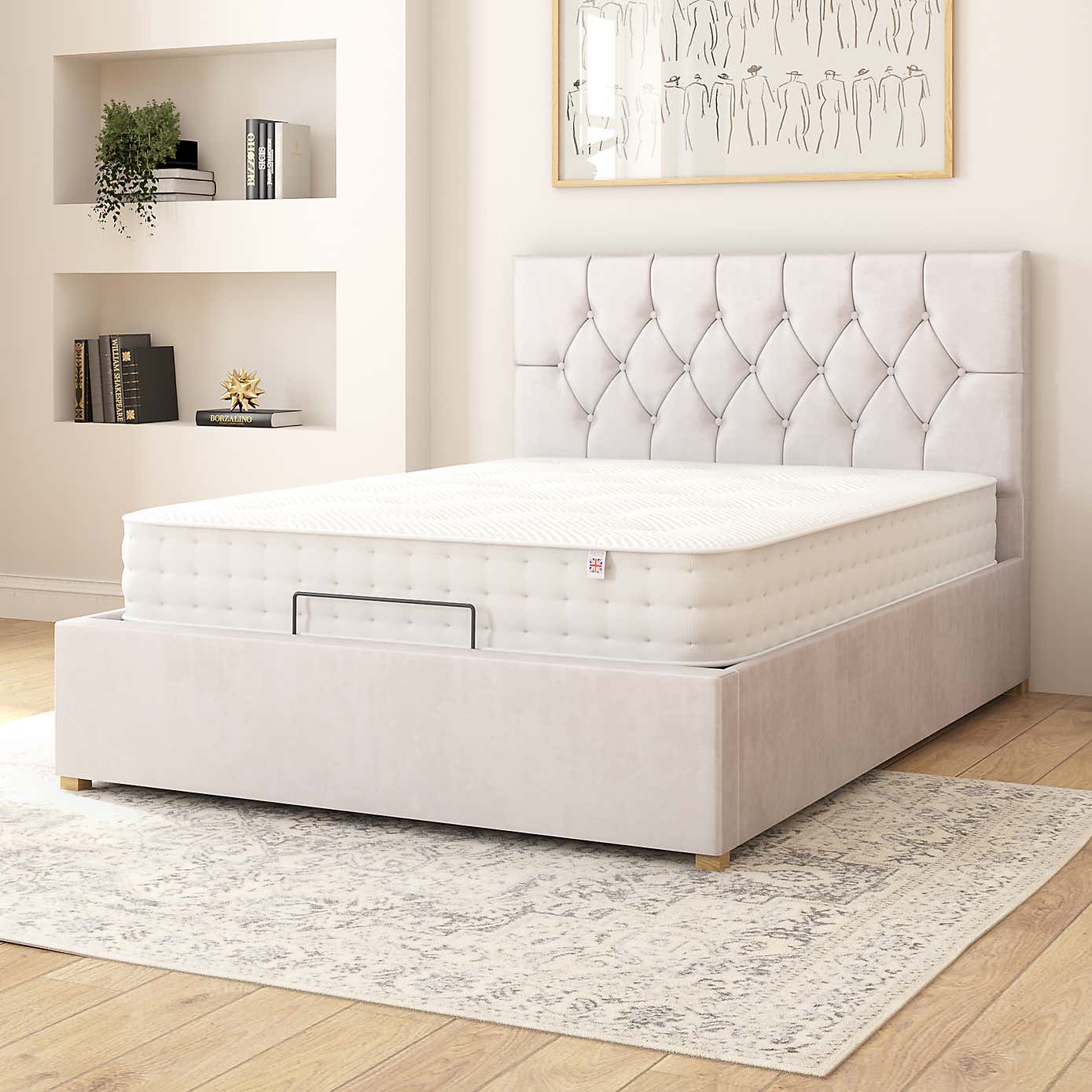 Olivier Plush Velvet Adjustable Bed