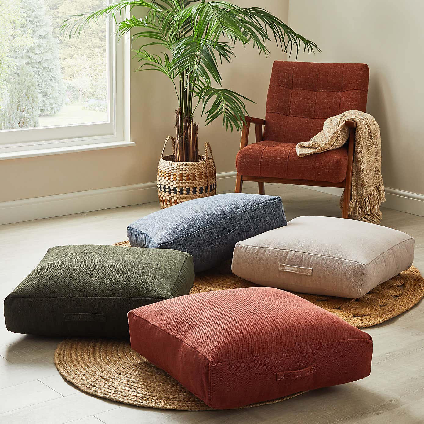 Casual Slub Natural Floor Cushion