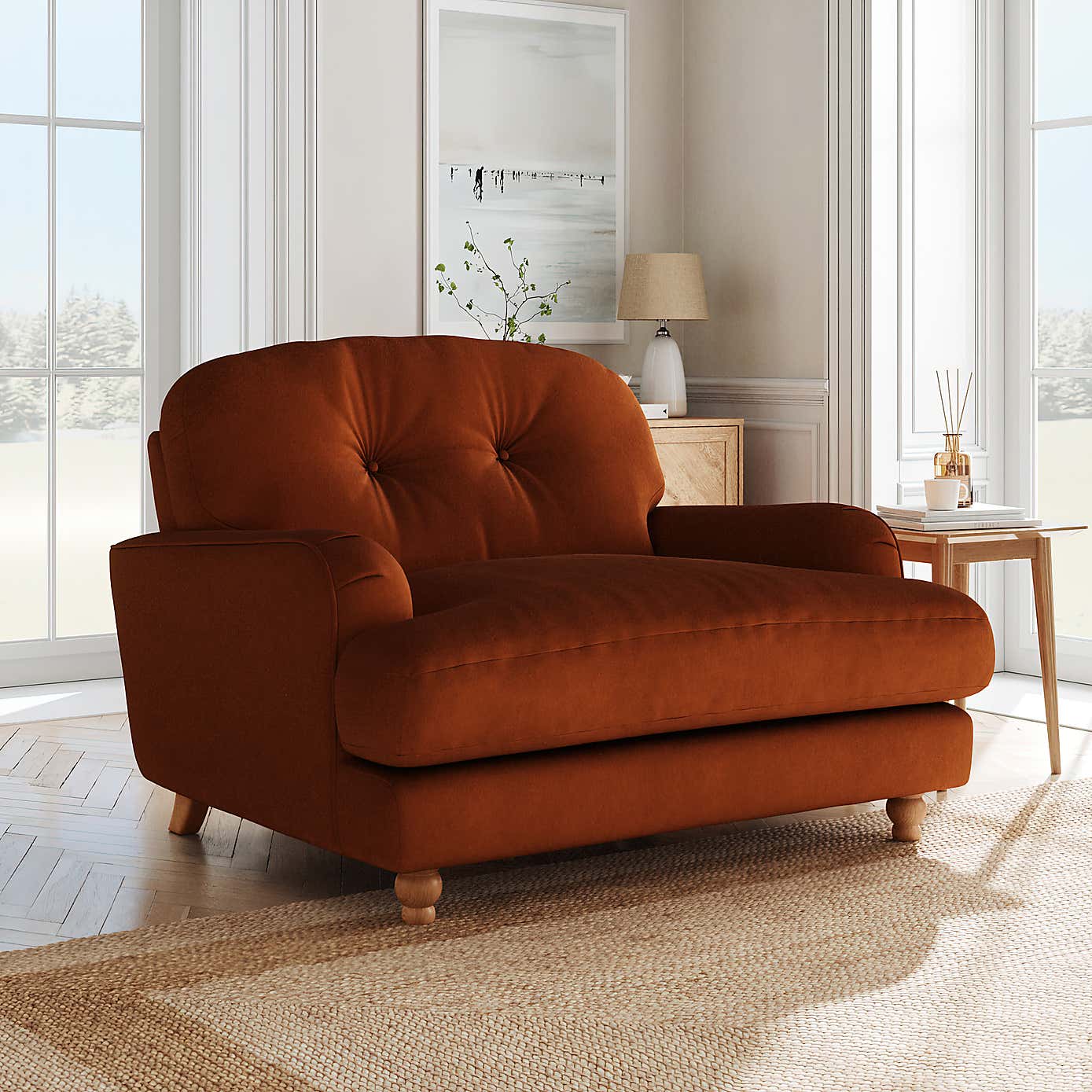 Martha Matte Plush Velvet Snuggle Sofa