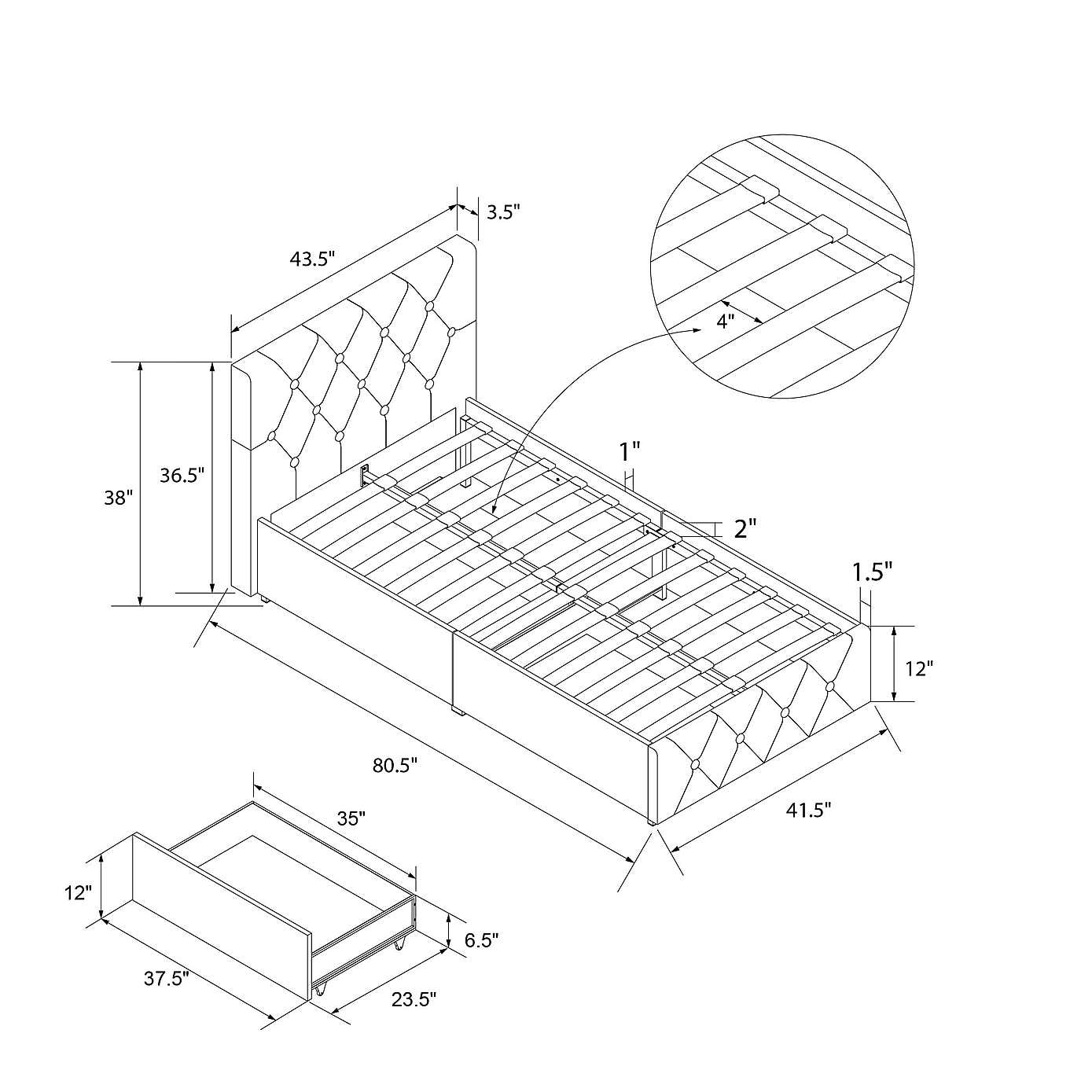Dorel Home Dakota Bed with Storage