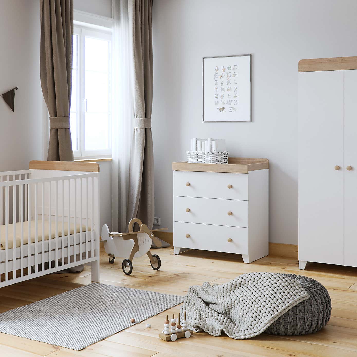Little Acorns Classic Oak Effect Cot Bed