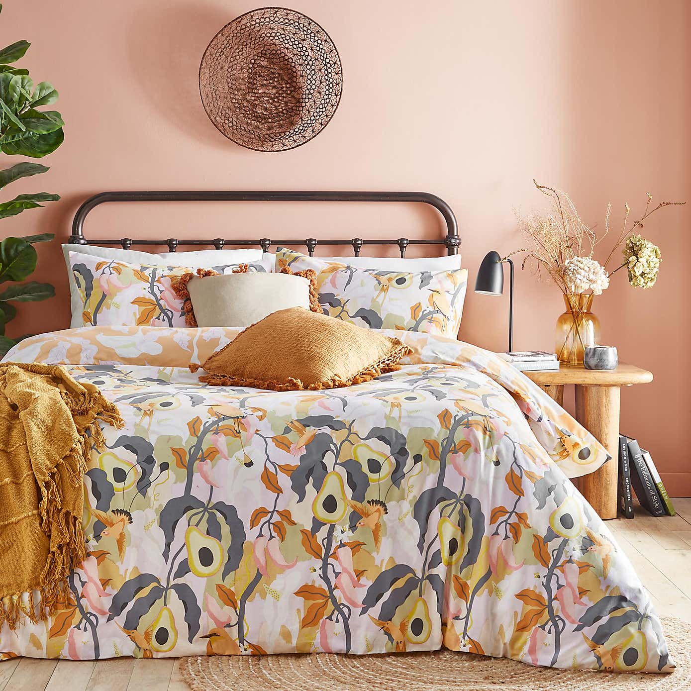 Riva Huerta Orange Duvet Cover and Pillowcase Set