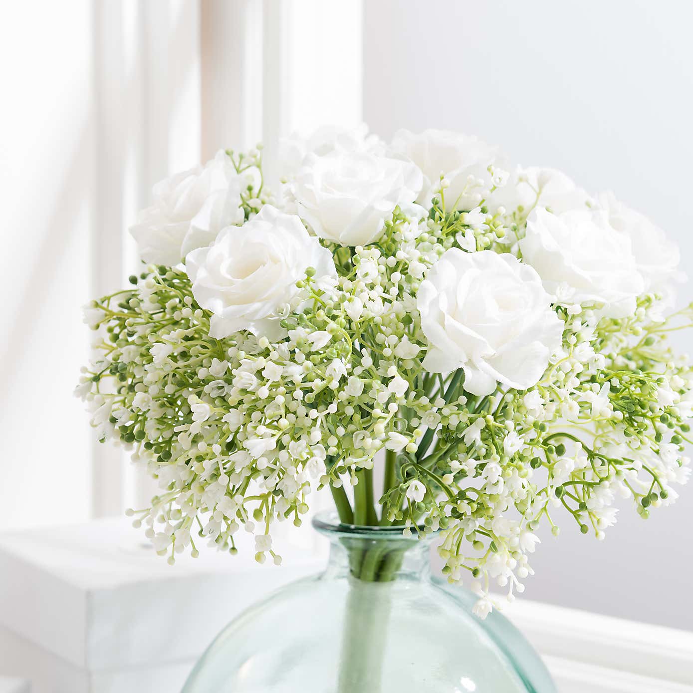 Artificial Cream Rose and Gypsophila Stems