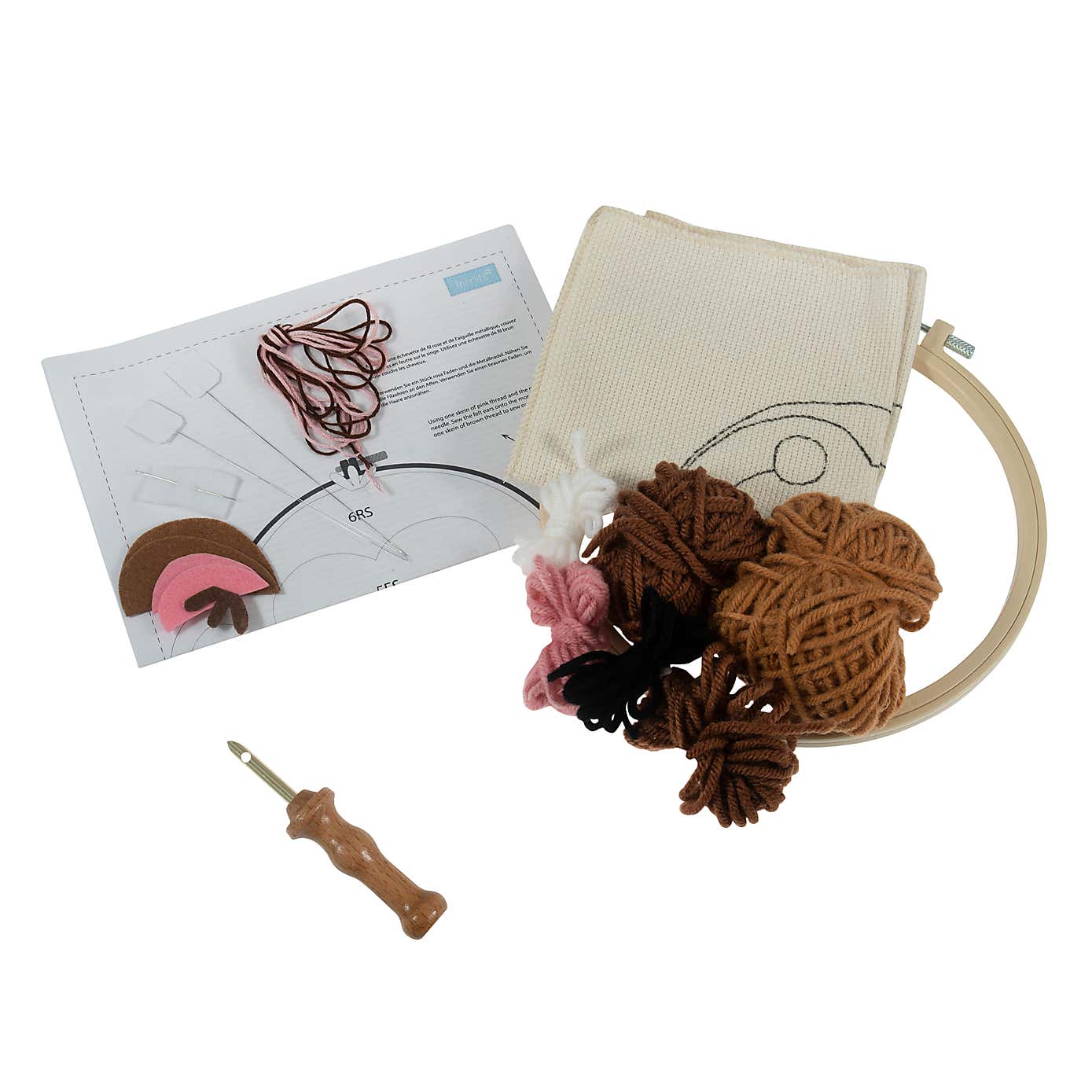 Punch Neeedle Hoop Kit Monkey