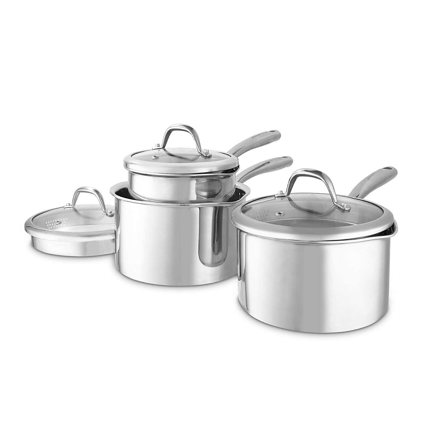 Good Food Tri Ply 3 Piece Saucepan Set