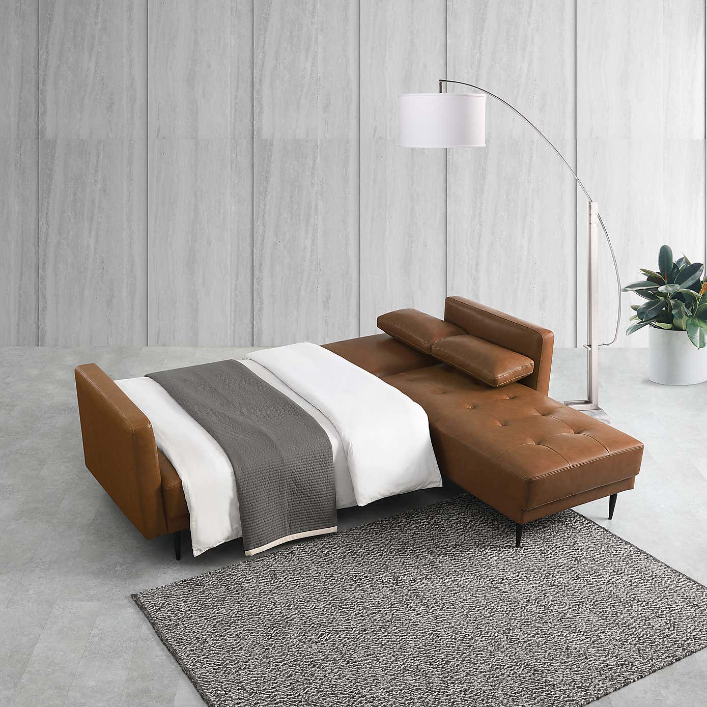 Selma Faux Leather Corner Double Sofa Bed