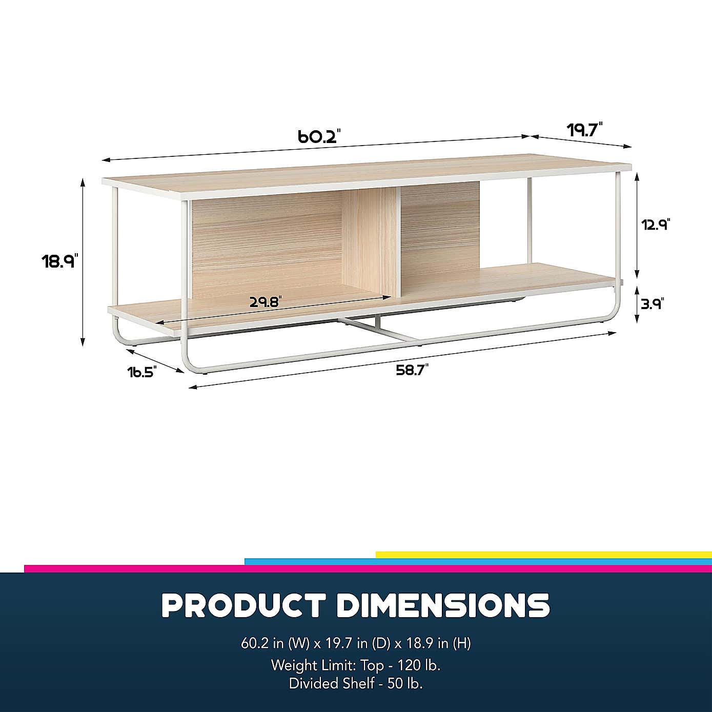 Dante TV Unit, Natural for TVs up to 67"