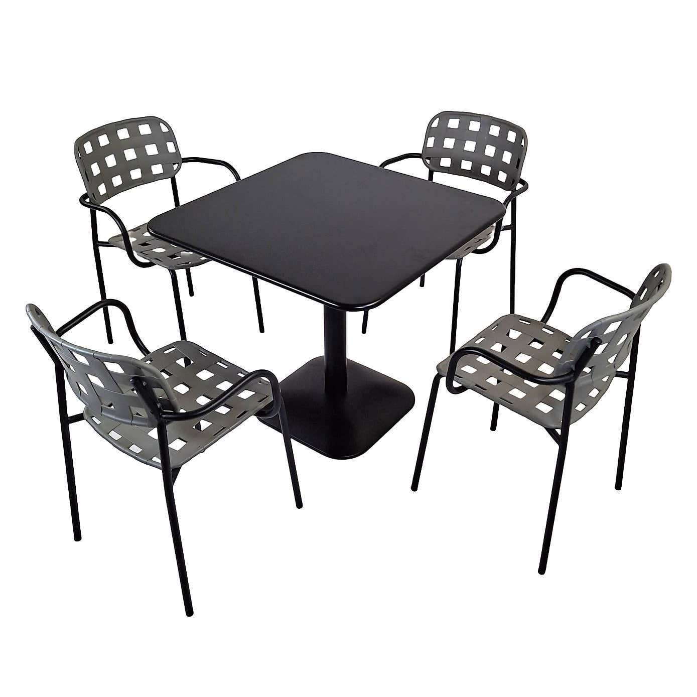 Modura Albin Square Table with 4 Karin Armchairs