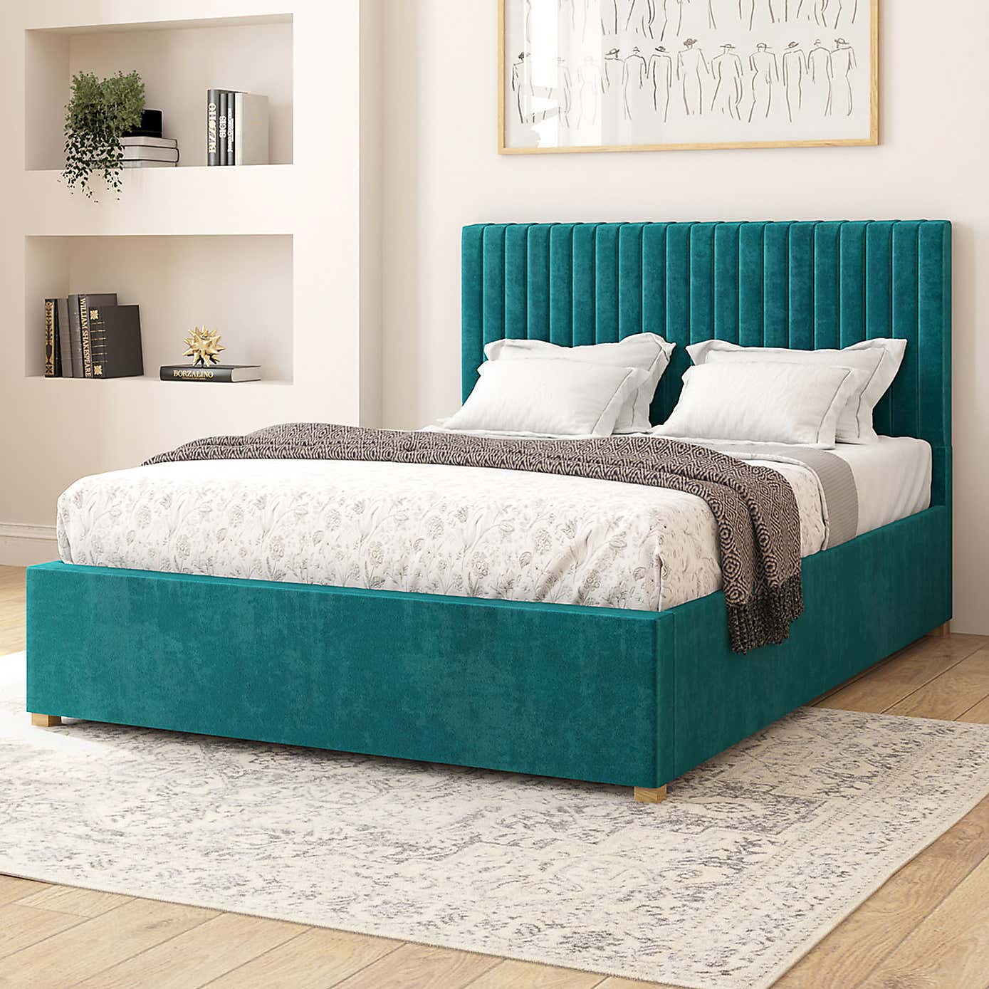 Grant Plush Velvet Adjustable Bed