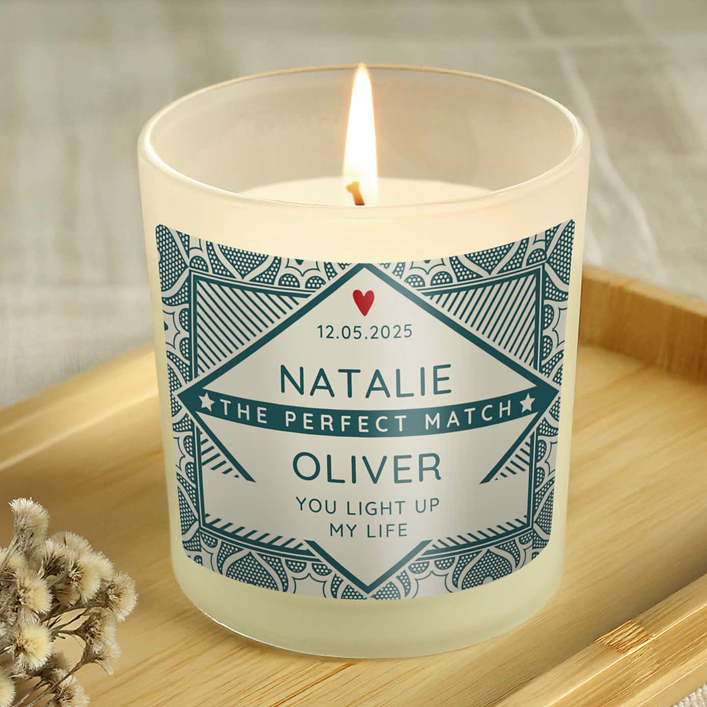 Personalised The Perfect Match Scented Jar Candle