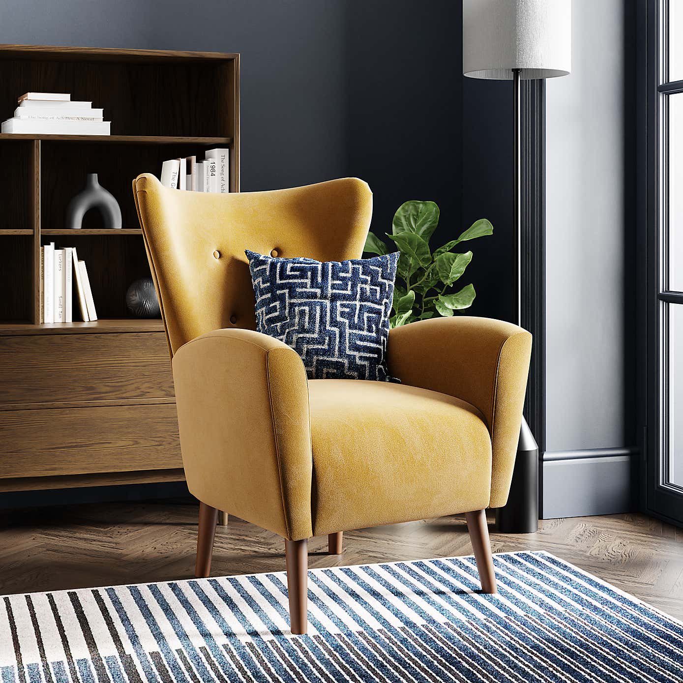 Sven Velvet Modern Wing Chair