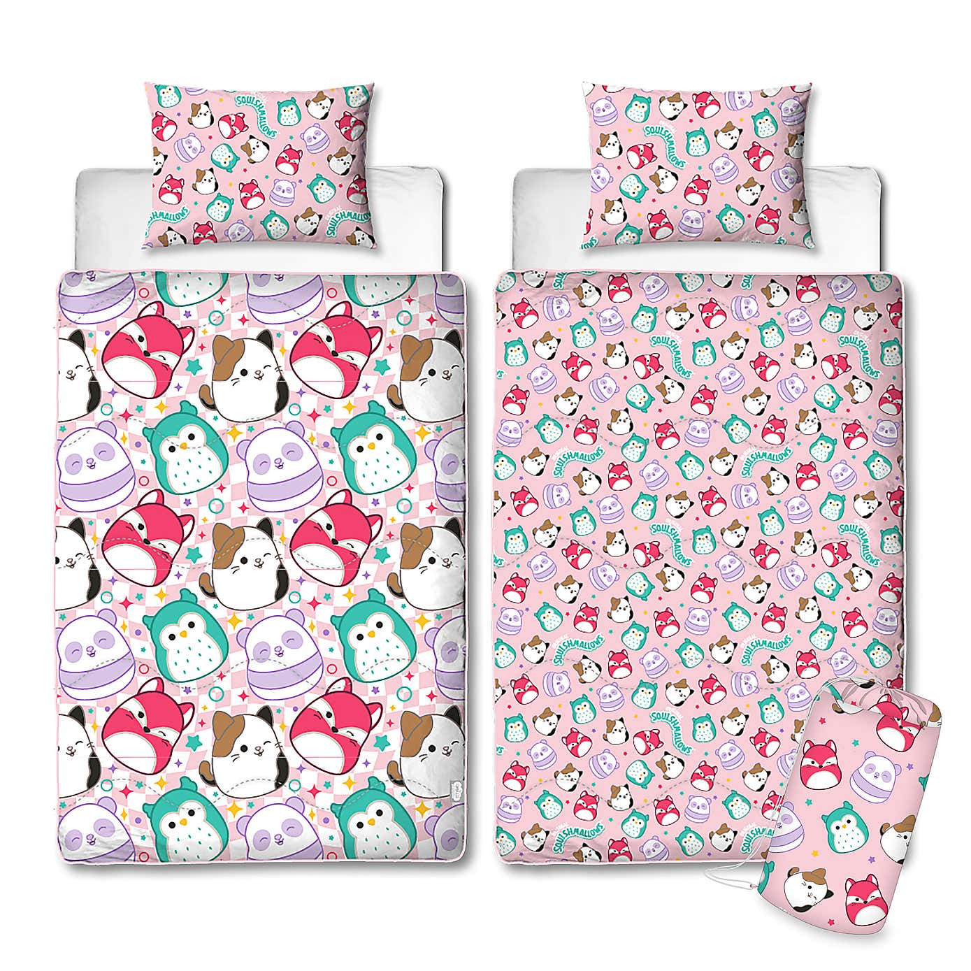 Squishmallows Logo 10.5 Tog Single Coverless Duvet and Pillowcase Set