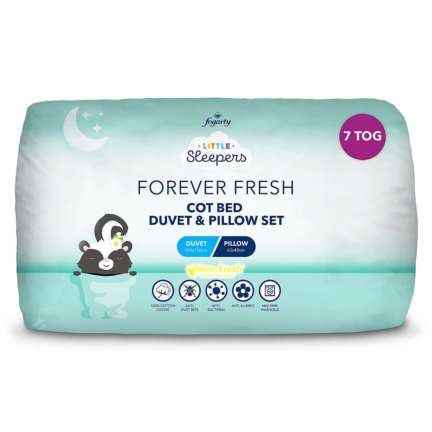Fogarty Little Sleepers Forever Fresh 4 Tog  Cot Bed Duvet and Pillow Set