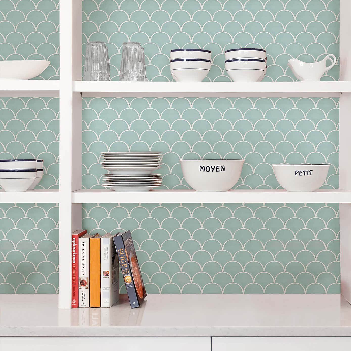 Shell Blue Self Adhesive Backsplash Tiles