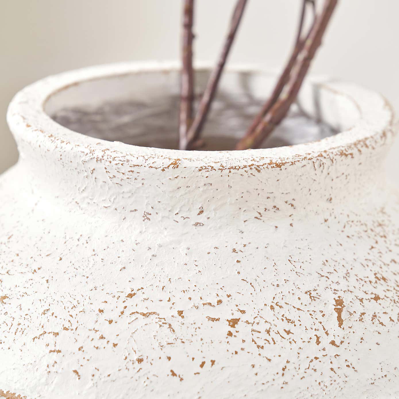 Ribbed White Wash Fibrestone Decorative Vase