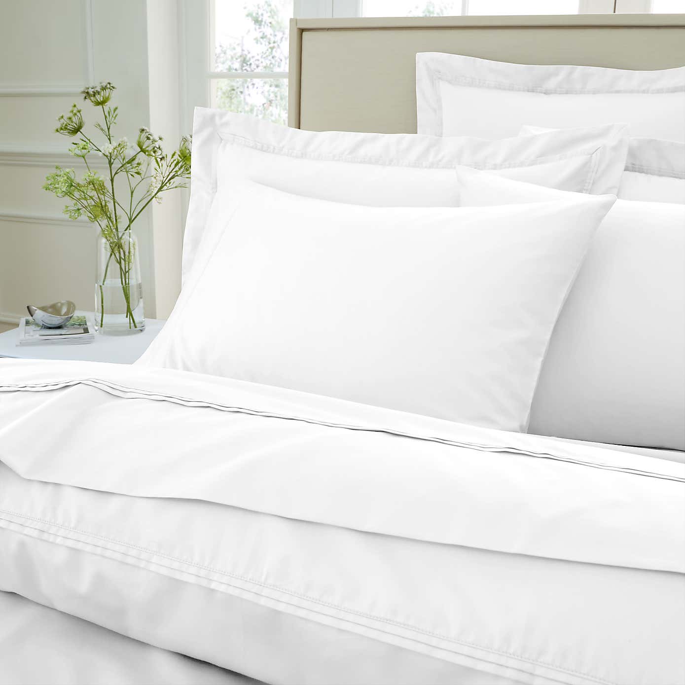Dorma 500 Thread Count 100% Cotton Satin Plain Cuffed Pillowcase